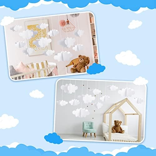 16 Pcs White Hanging Clouds for Ceiling Decor