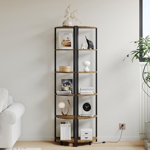 ZIYOO 6 Tier Corner Shelf with LED Light