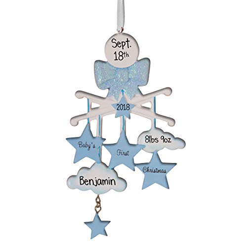 Baby Boy Mobile Personalized Ornament 1st Xmas Free Handwriting