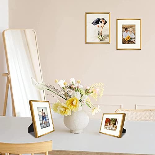 Golden State Art 8x10 Aluminum Frame with Real Glass and Ivory Mat