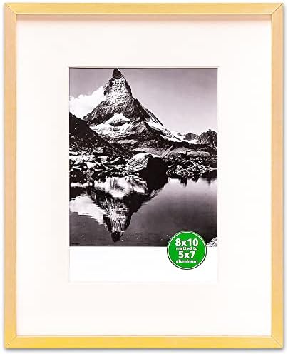 TheDisplayGuys Contemporary Aluminum Picture Frame Gold Wall Tabletop
