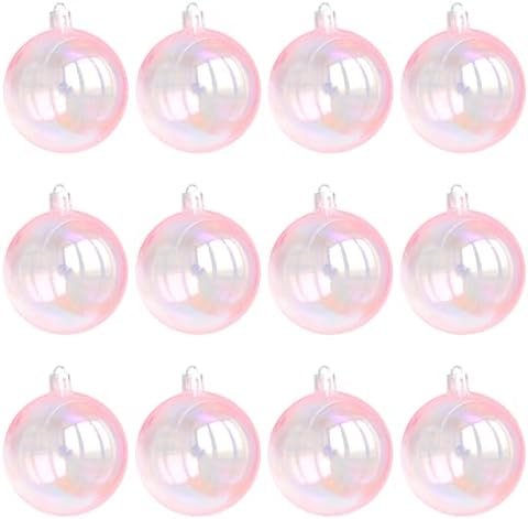 12 Pcs Iridescent Plastic Christmas Ornaments