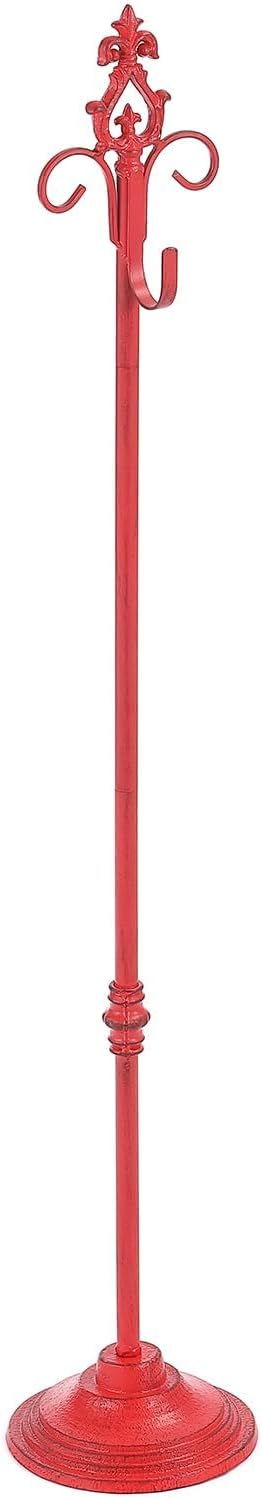 Retro Red Wreath Stand with Fleur-De-Lis Top