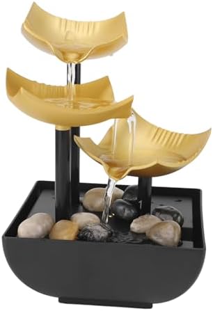 3 Tier Desktop Fountain with LED Light and Stones