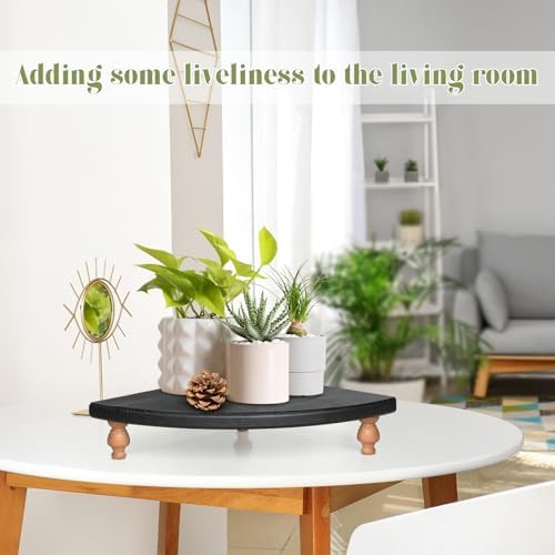 Rustic Black Wood Corner Shelf for Farmhouse Decor