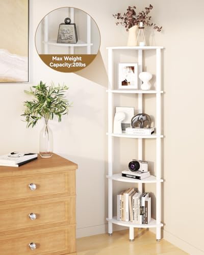 IBUYKE 5 Tier Corner Shelf Stand White