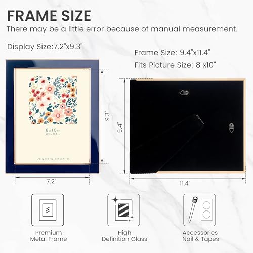 8x10 Enamel Picture Frame with Gold Edge and Easel
