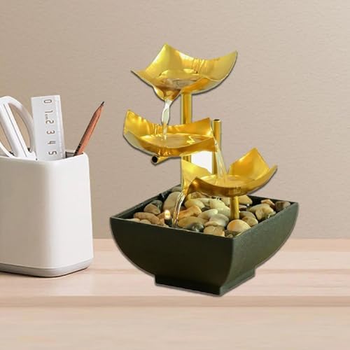APLUSH Tabletop Fountain Waterfall with 3-Tier Design and Deep Basin