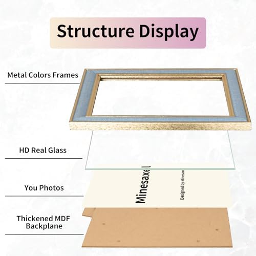 8x10 Blue Picture Frame with Gold Border and Easel