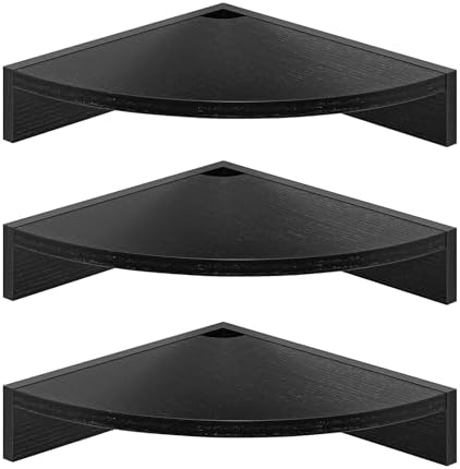 Fun Memories Corner Shelf Wall Mount 3 Pack Black