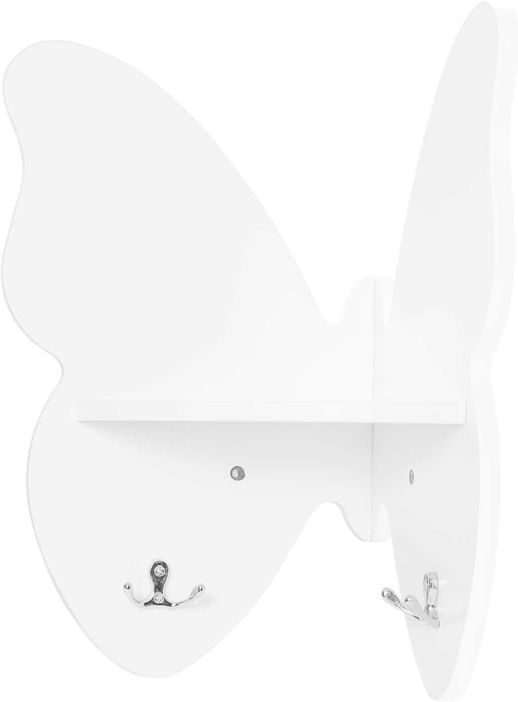 Curipeer 2 Pack Butterfly Corner Floating Shelves with Hooks White