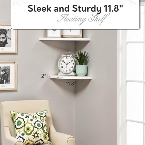 InPlace Shelving 118-Inch Wide Floating Corner Wall Shelf White