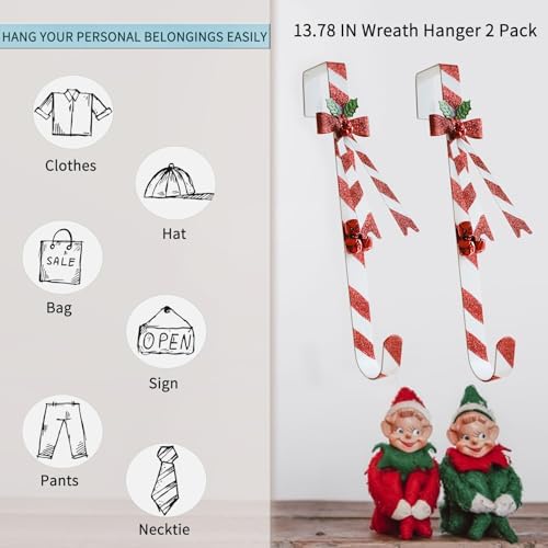 2 Pack Candy Cane Wreath Hangers for Front Door