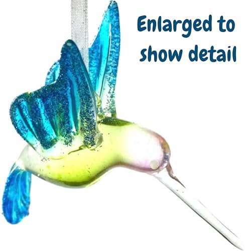 Set of 6 Glitter Hummingbird Hanging Ornaments