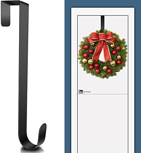 JUGEFORNI 12 Inch Black Door Wreath Hanger