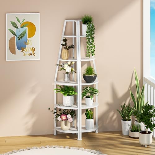 Furnulem 5 Tier Corner Shelf with LED Light
