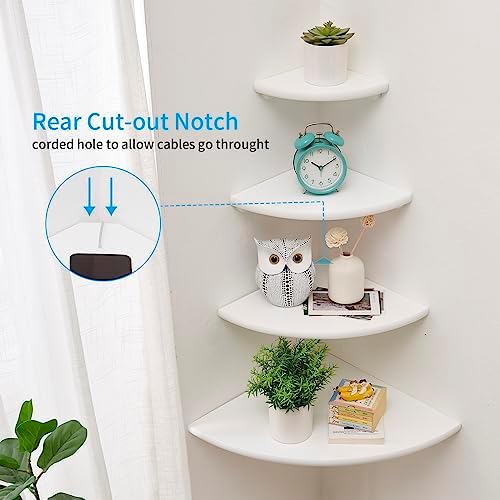 White Solid Oak Corner Shelf Wall Mount