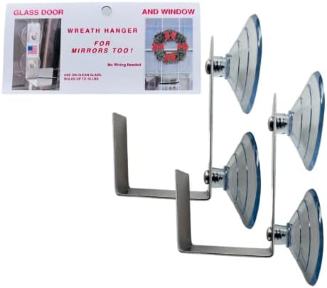Glass Door Wreath Hanger 2 Pack with 2 Suction Cups