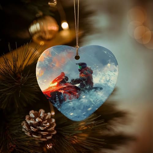 Yilequan Snowmobile Ceramic Christmas Tree Ornament