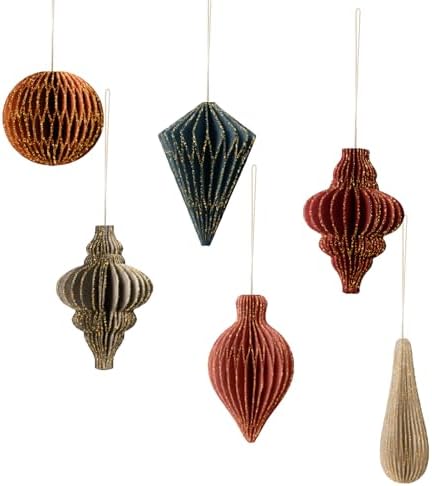 NICROLANDEE 6PCS Honeycomb Paper Lanterns with Glitter Edge