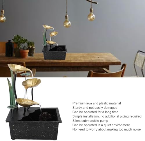 Metal Desk Fountain with Adjustable USB and LED Lights