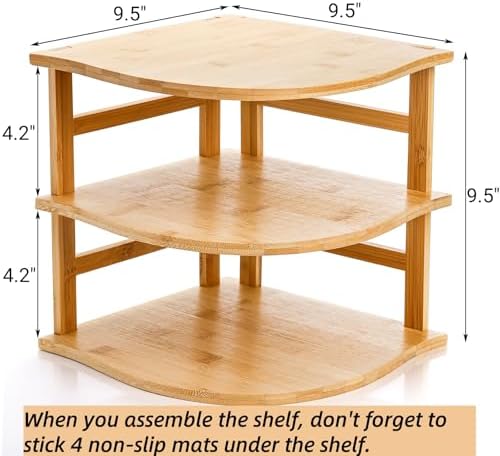 Goaste 3-Tier Bamboo Corner Shelf Kitchen Organizer