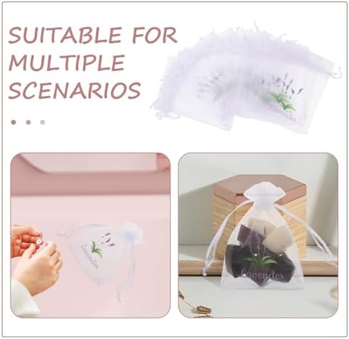 Amosfun 20pcs Organza Lavender Sachets Bags Drawstring Closure Spacious Storage