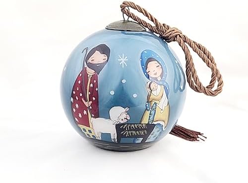 Intricate Inside-Painted Glass Ornament - Nativity Holy Family
