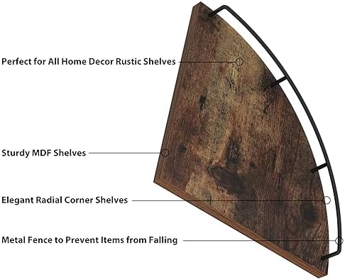 HORLIMER 3-Pack Brown Floating Corner Shelf Set