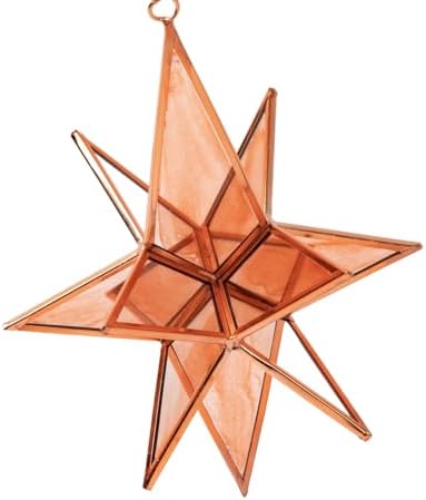 Handcrafted Stained Glass Moravian Star 3D Ornament Rose Gold Large
