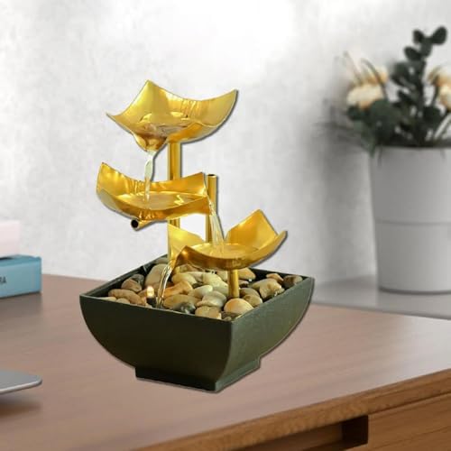 APLUSH Tabletop Fountain Waterfall with 3-Tier Design and Deep Basin