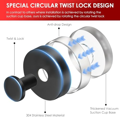Black Wreath Hanger 2 Pack Heavy Duty Suction Cup Hooks for Front Door Window Glass Indoor Outdoor Decorations