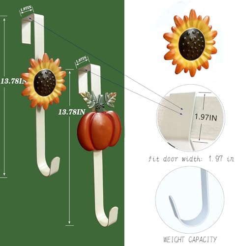 2 Pack Fall Wreath Door Hanger with Pumpkin Sunflower