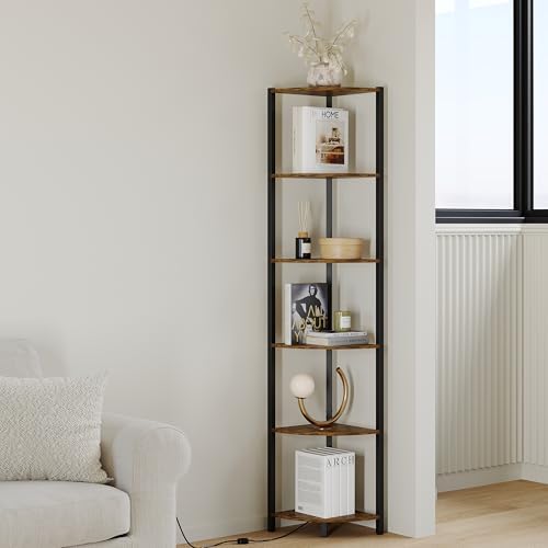 ZIYOO 6 Tier Corner Shelf with LED Light