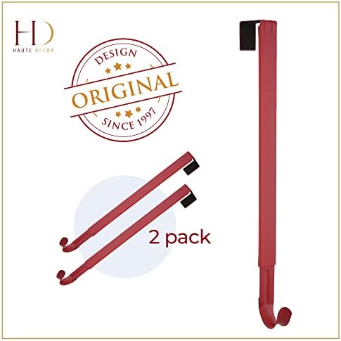 Haute Decor Adjustable Wreath Hanger 2 Pack Red
