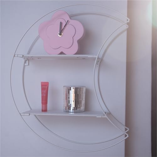 Urban Lifestyle 2-Tier Floating Shelf with Crescent Moon Design