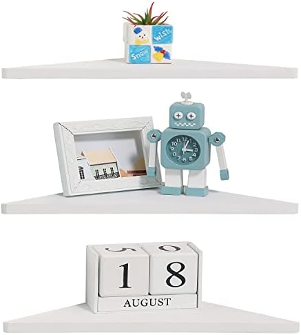 Joiishom Corner Wall Shelf Set of 3 - White
