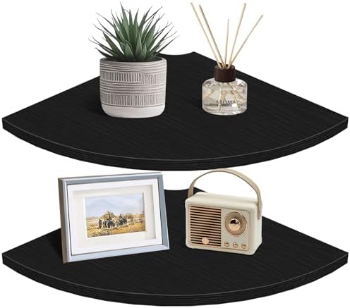 Homode Corner Floating Shelves 2 Tier Black