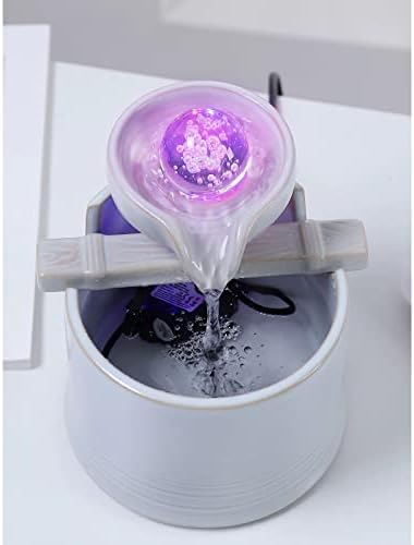 Modern Indoor Ceramic Water Fountain with Lights and Pump