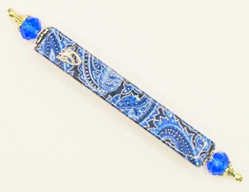 Deep Blue Paisley Mezuzah Wall Hanging