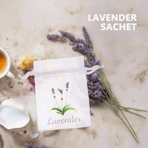 20pcs Lavender Embroidered Organza Sachet Bags for Herbs Spices Jewelry
