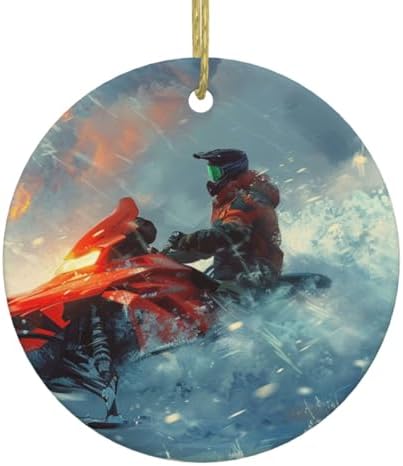 Yilequan Snowmobile Ceramic Christmas Ornament