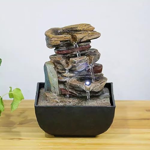 GRFIT Tabletop Fountain Rockery with LED Light