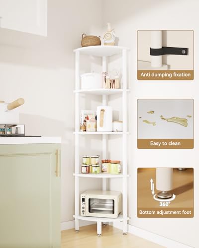 IBUYKE 5 Tier Corner Shelf Stand White