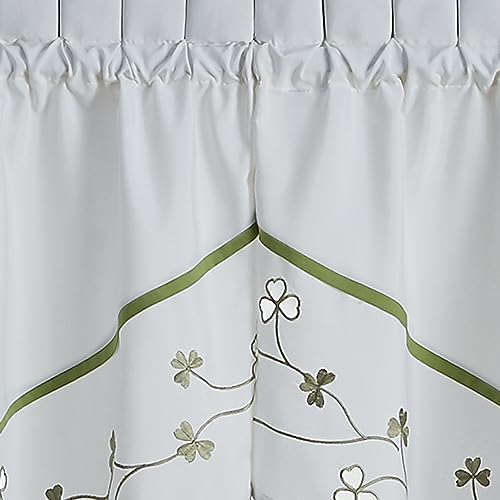 CHF Clover Kitchen Curtains Swag Pair Green
