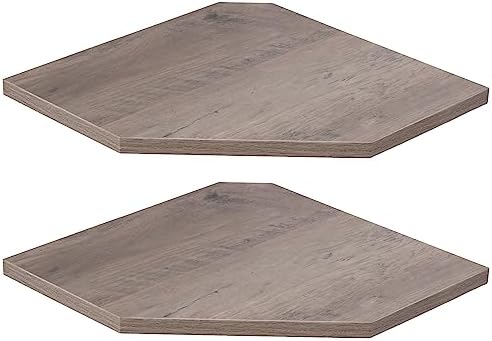 Set of 2 Rustic Grey Corner Wall Shelves