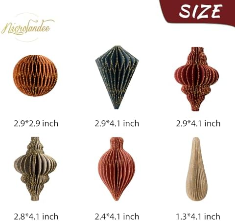 NICROLANDEE 6PCS Honeycomb Paper Lanterns with Glitter Edge