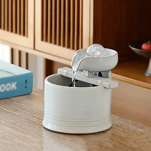 CLoxks Tabletop Fountain Indoor Ceramic Fountain for Home Office and Bedroom