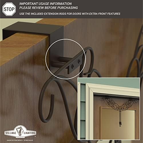 Adjustable Wreath Hanger for Front Door - Cast Iron Black Design