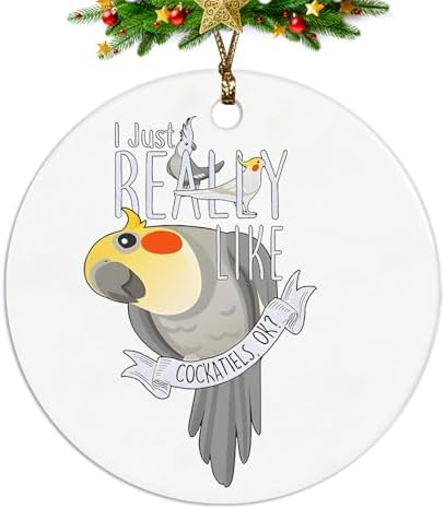 Cockatiel Hanging Ornament Funny Ceramic Christmas Decor for Home